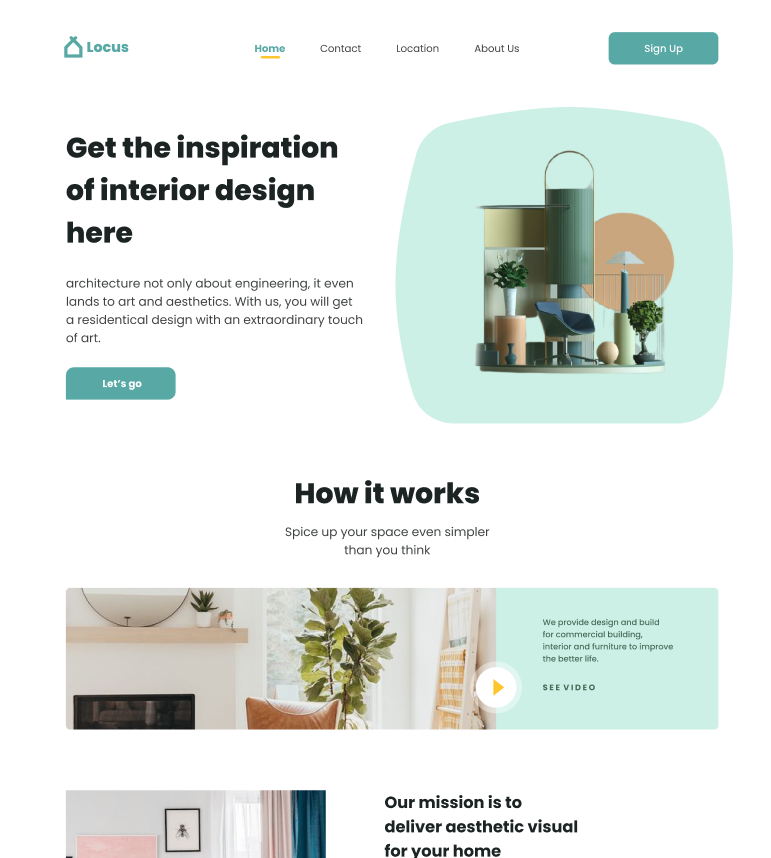 Landing page de diseño de interiores